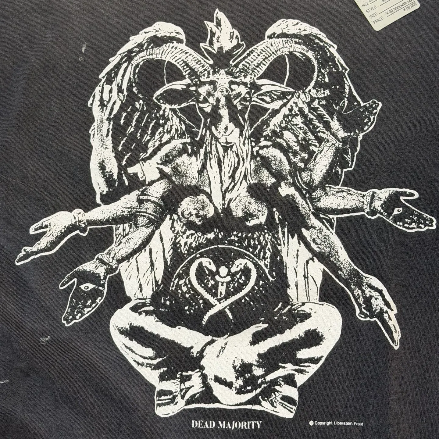 SAINT Mxxxxxx LS TEE/HEAVY WEIGHT/BLK sheep head devil distressed long sleeves, washed black S-XL 25 autumn and winter latest style, cylindrical side seam fabric, heavy wash water, faded and distressed, top printing technology, distressed crack treatment, correct version, original consistent main mark/washed mark/little angel anti-counterfeiting mark, hand-splashed ink graffiti, wormhole wear, top purchasing agent level